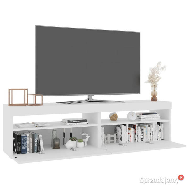 Szafki pod TV z LED 2 białe wysoki połysk Warszawa