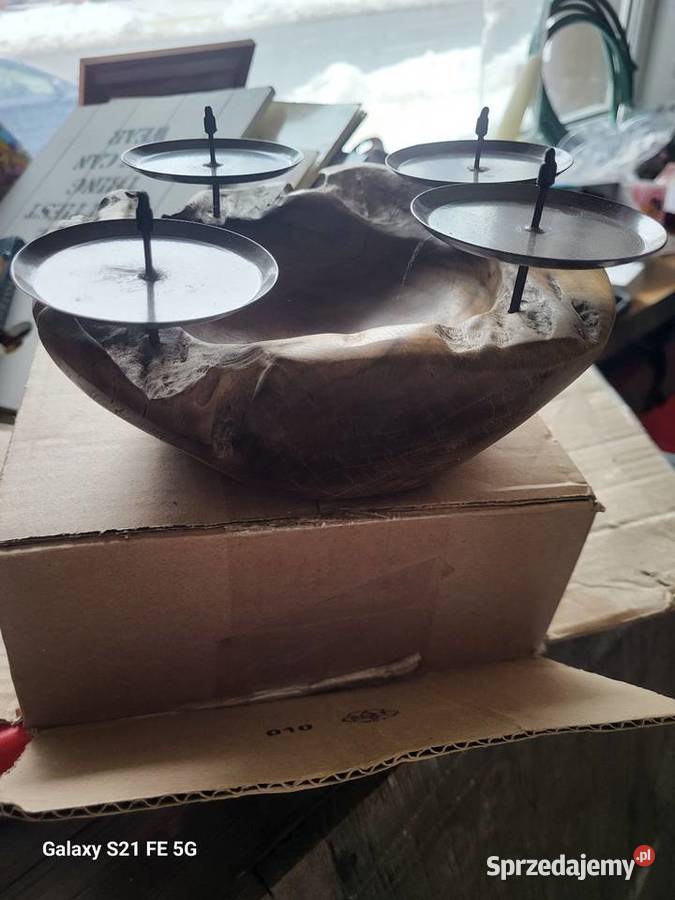 Świecznik drewno stal Zamość