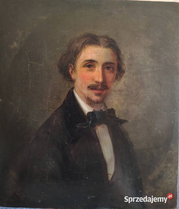 Portret młodzieńca stary obraz olejny Kartuzy