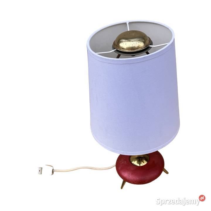 Lampa stołowa z abażurowym kloszem Belgia lata Warszawa
