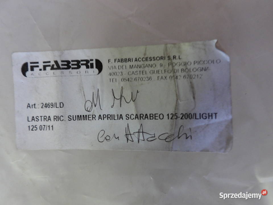 SZYBA OWIEWKA FABBRI APRILIA SCARABEO LIGHT 125 Bielsk Podlaski