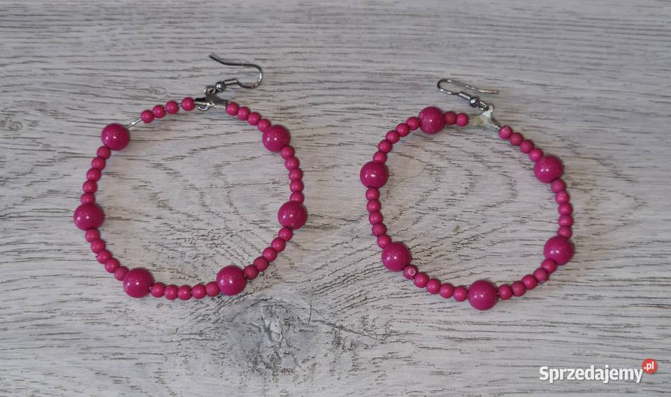 Kolczyki damskie różowe koraliki Łódź