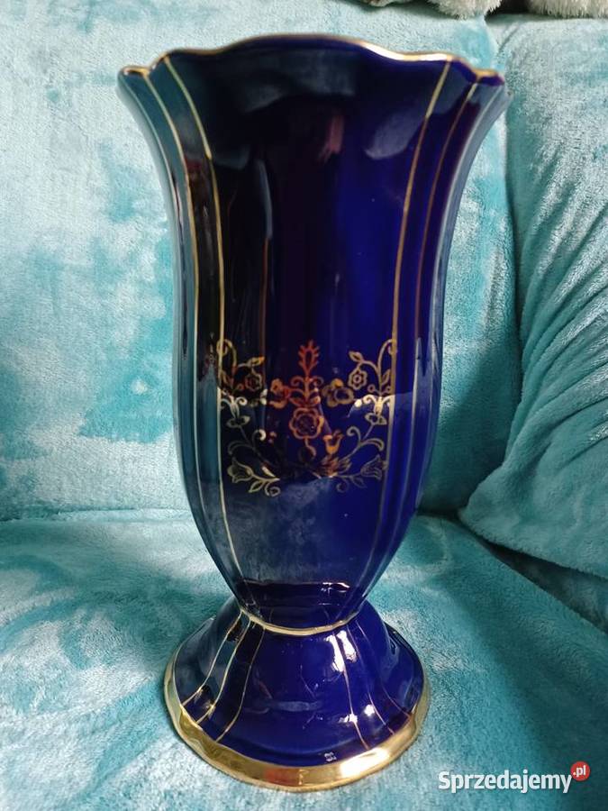 Wazon porcelana Chodzież kobalt łódzkie
