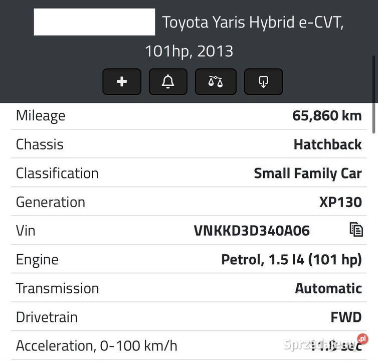 SILNIK Toyota Yaris III 15 16V H HYBRYDA 101 1NZ Chełm