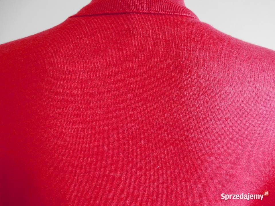 Sweter z Golfem Wełniany Jedwabny Modny Czerwony Łomża sprzedam