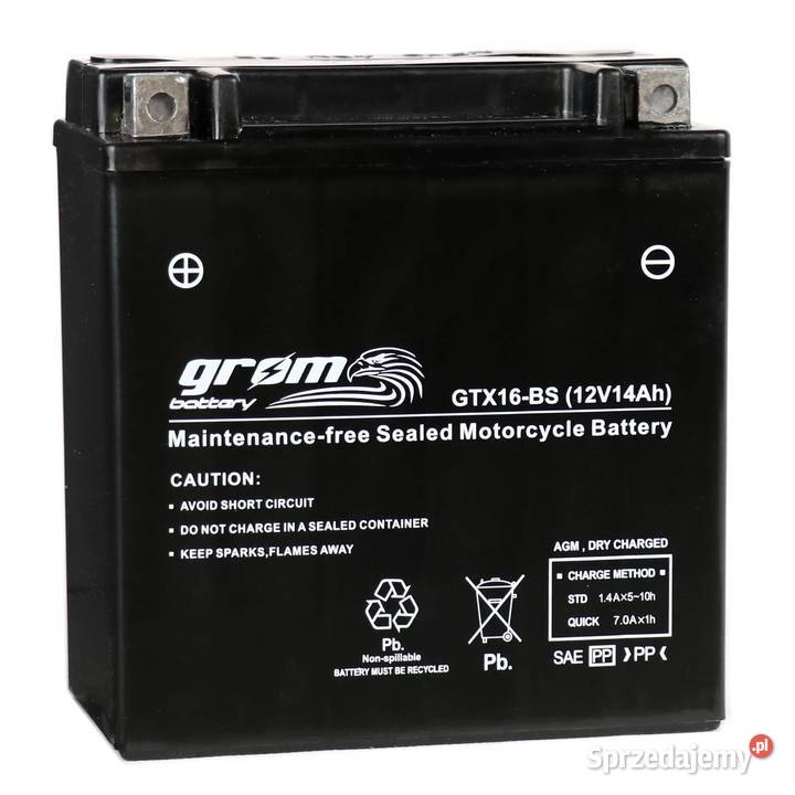 Akumulator motocyklowy GROM GTX16BS YTX16BS 12V Akumulatory motocyklowe Gdynia