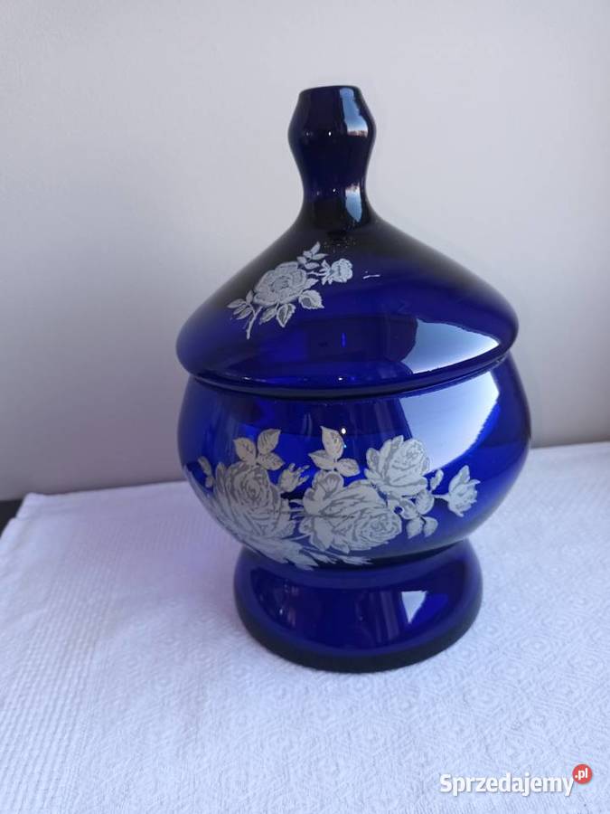 Piękny wazon masywny niebieskie kobalt szkło Ceramika i szkło Gdańsk