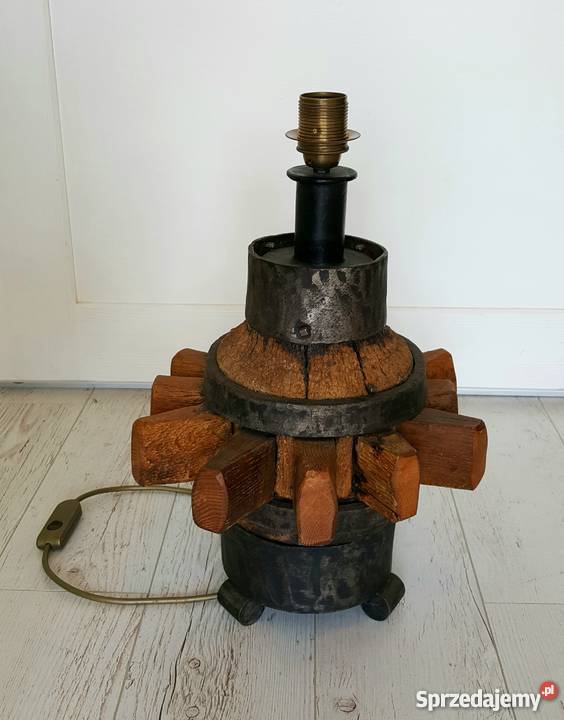 Lampa podłogowa skórzany abażur styl rustykalny beżowy Krosno