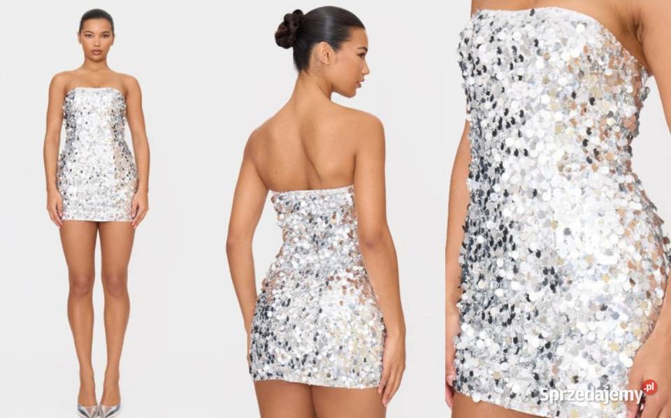 Srebrna cekinowa sukienka mini Warszawa