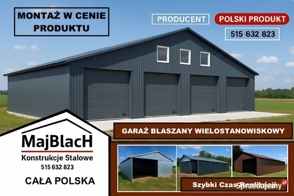Duża Wiata Hala Garaż Blaszany RAL PRODUCENT 329zł/m2 Miechów
