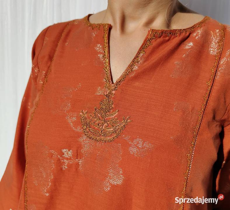 Pomarańczowa tunika sukienka L 40 hippie boho Moda i Styl Szczecin