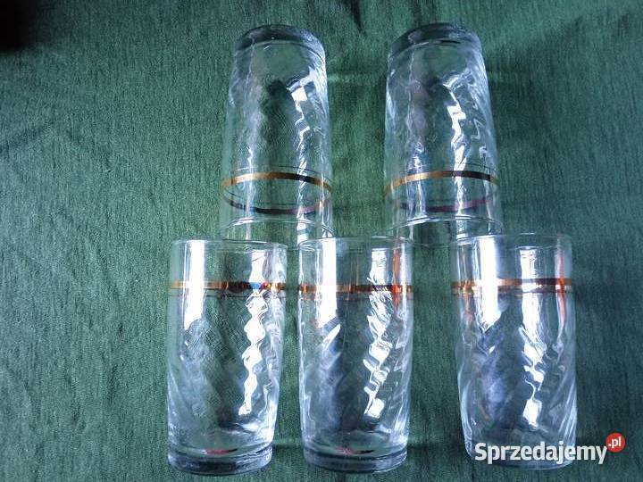 Komplet 5 szklaneczek literatek PRL wielkopolskie Koźminek