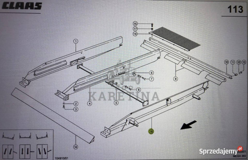 Ściana Sita Claas Mega 370340 kat części prawa Jastrzębniki