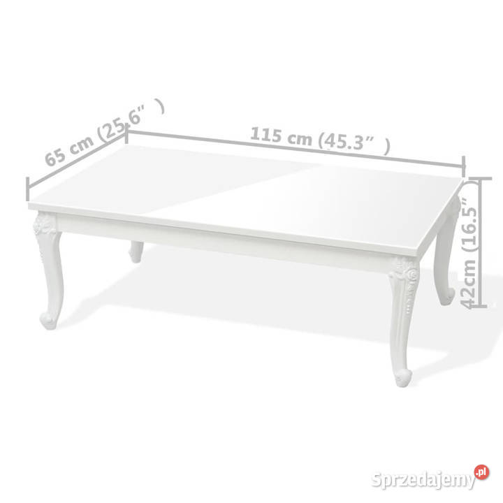 Stolik kawowy 115x65x42 wysoki połysk biały