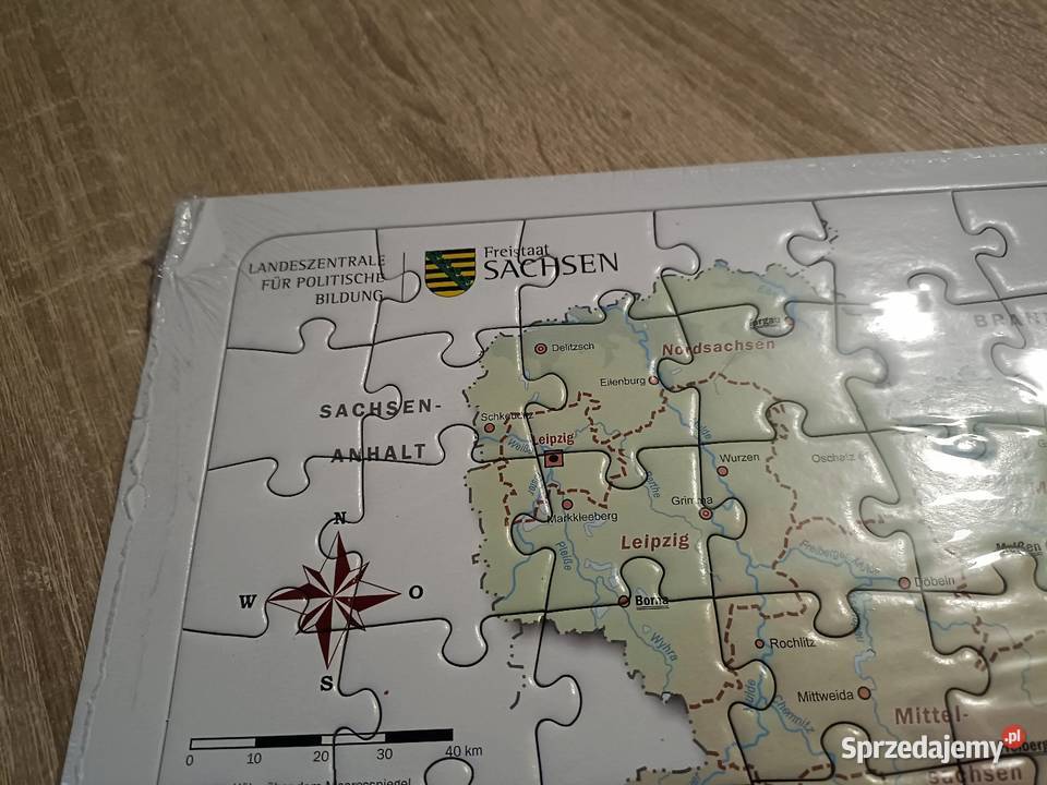 Puzzle z mapą Saksonii Freistaat Sachsen Kwidzyn