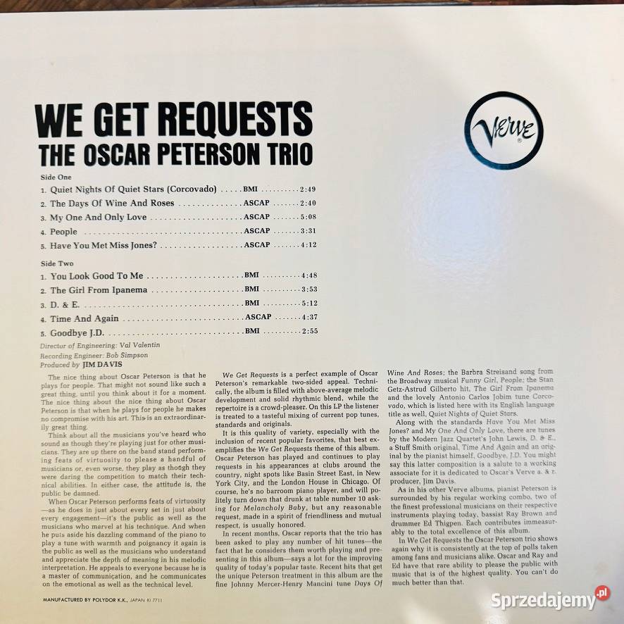 The Oscar Peterson Trio We Get Requests NMEX wielkopolskie Poznań