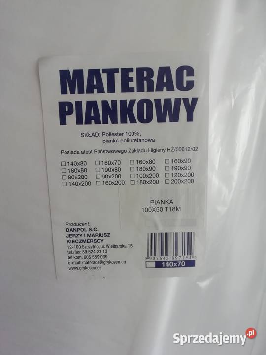 Materac piankowy 100505 Danpol wielkopolskie Złotów