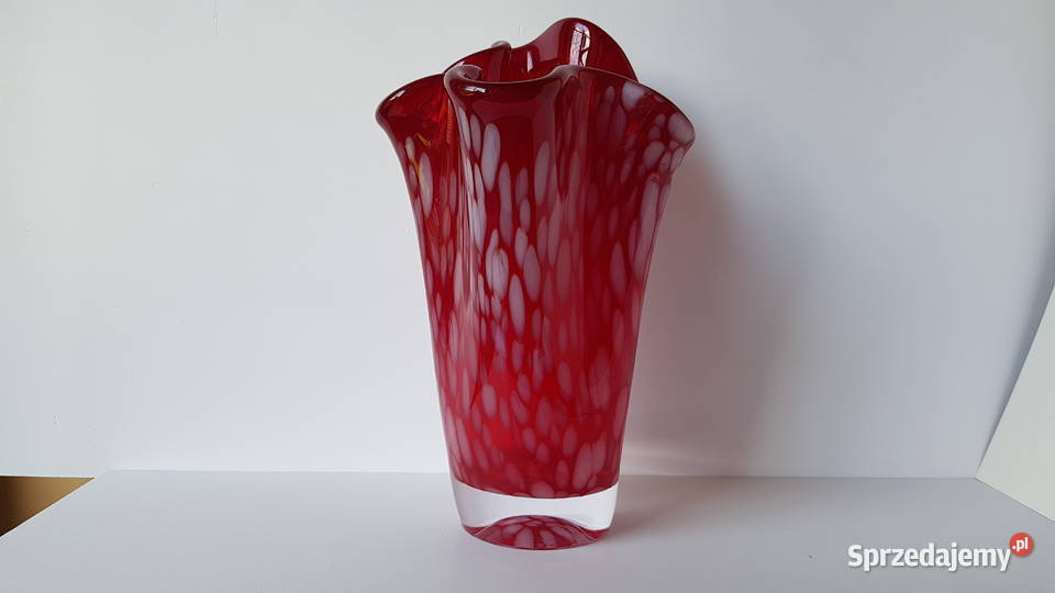 Stary szklany wazon Chusta kolorowe szkło śląskie Dąbrowa Górnicza