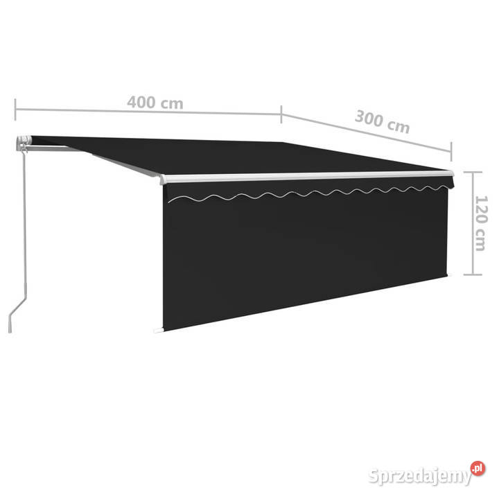Ręcznie zwijana markiza z zasłoną i LED 4x3 m Warszawa
