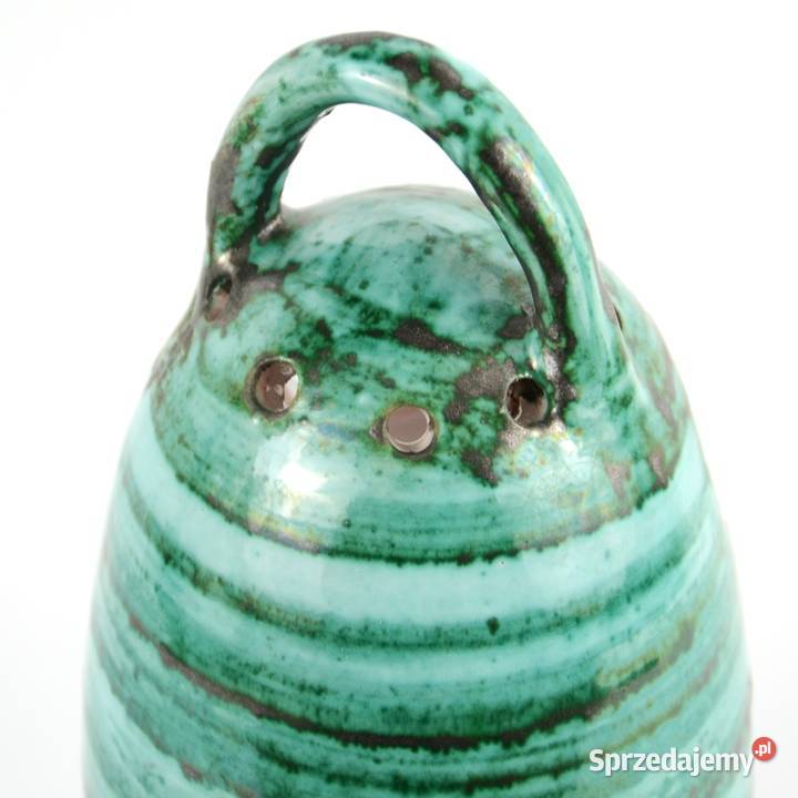 Turkusowy świecznik ceramiczny Pl Dybisewszky Porcelana i szkło Warszawa
