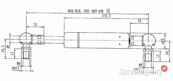 Sprężyna gazowa L498 mm 210N Stabilus CA047627 Do maszyn uprawowych Kamionna