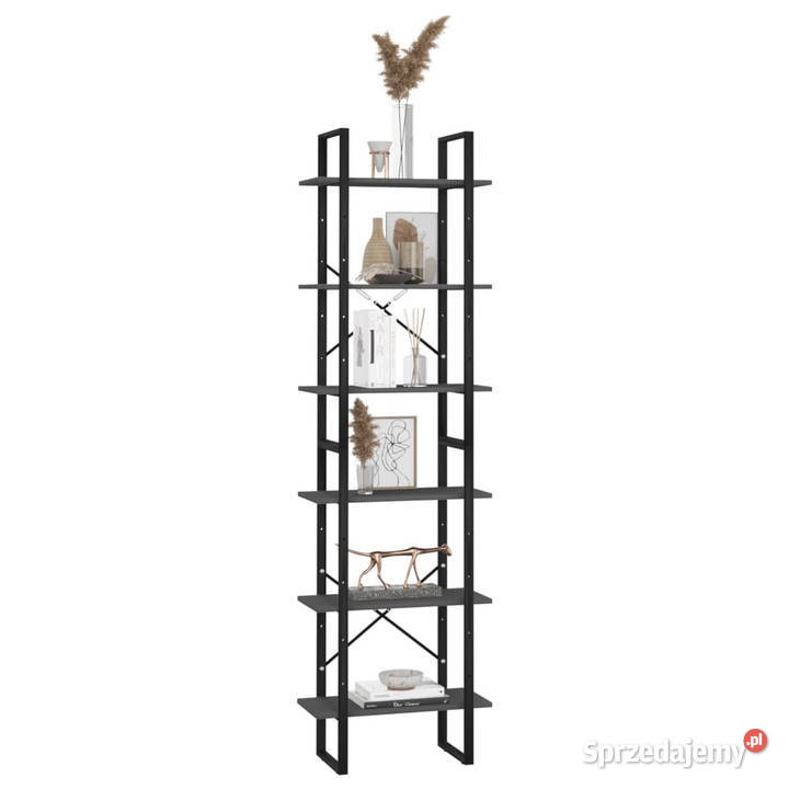 Regał na książki szary 60x30x210 materiał Warszawa