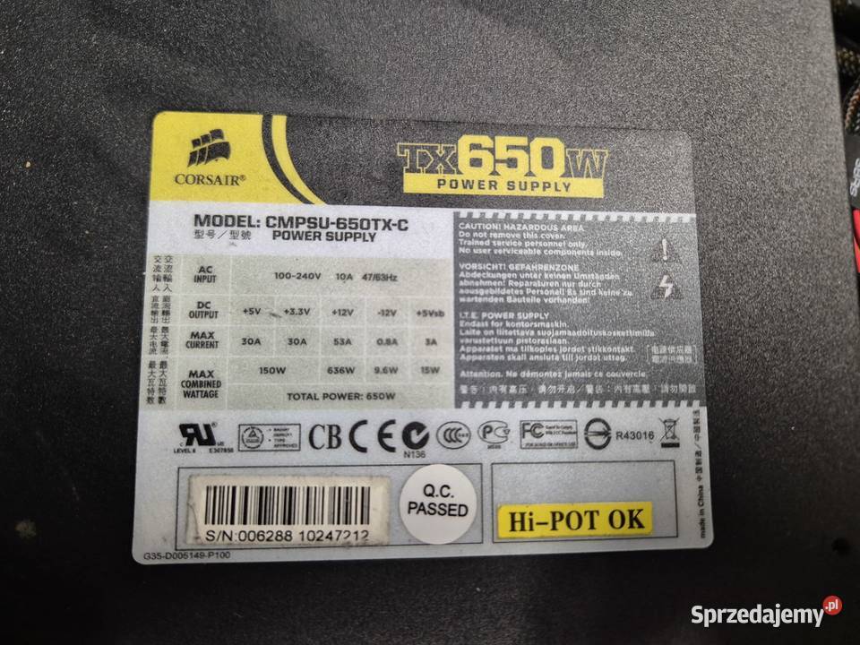 Zasilacz ATX do komputera corsair tx650 Ruda Śląska