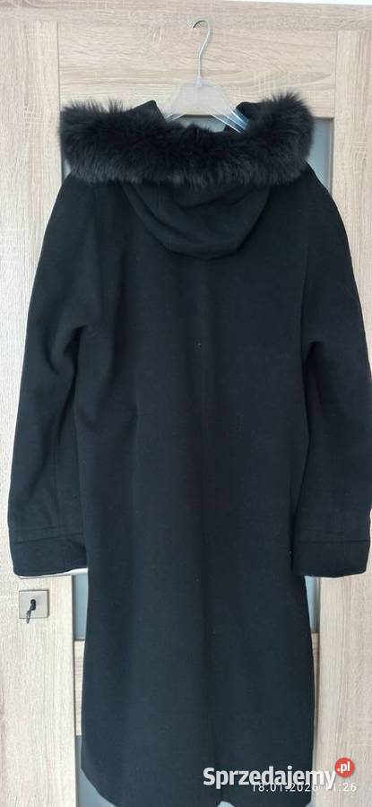 Elegancki czarny płaszcz damski z wełną i Kraków