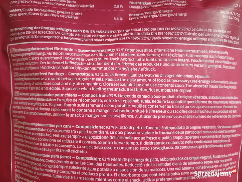 Dokas paski z piersi kaczki 250g przysmak psa Warszawa