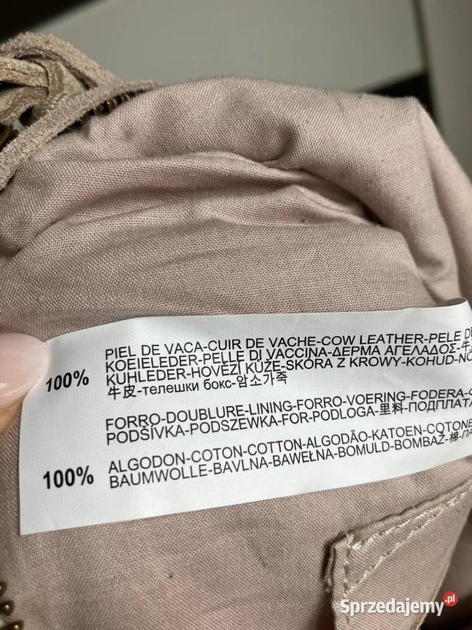 Zamszowa beżowa torebka na ramię frędzle Zara Torby i torebki Nisko