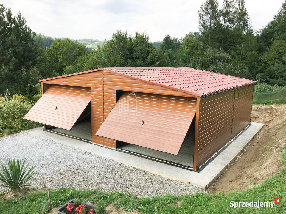 Garaż blaszany 75x6m 2x brama uchylna Niepołomice