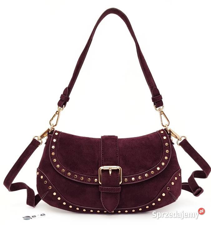 Torebka Flora CO Paris Zamsz Bordo Burgund Wrocław sprzedam