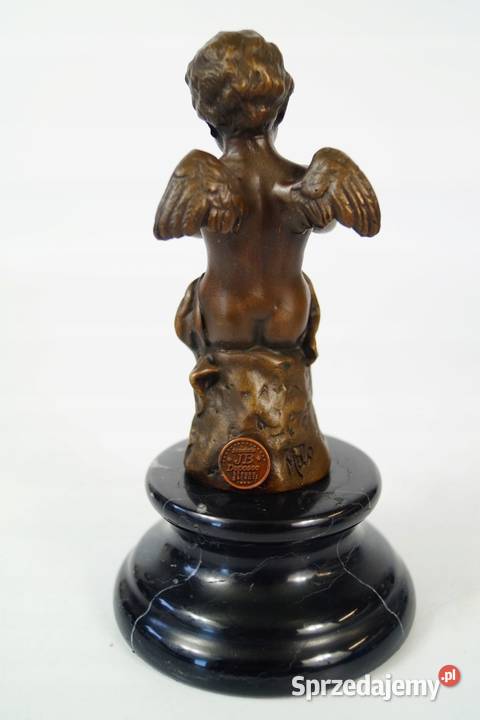 Rzeźba z brązu ANIOŁ putto grający figura z Gizałki