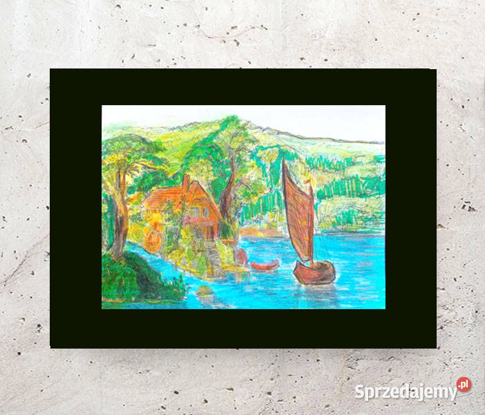 retro plakat A4 vintage obraz 21x30 mały pejzaż Olsztyn