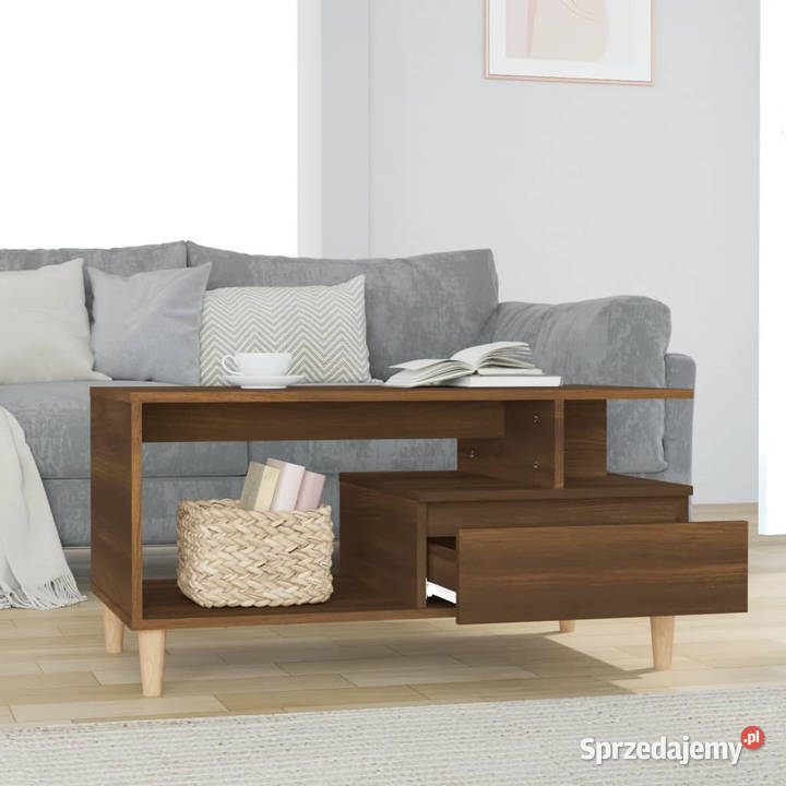 Stolik kawowy brązowy dąb 90x49x45 materiał Warszawa sprzedam