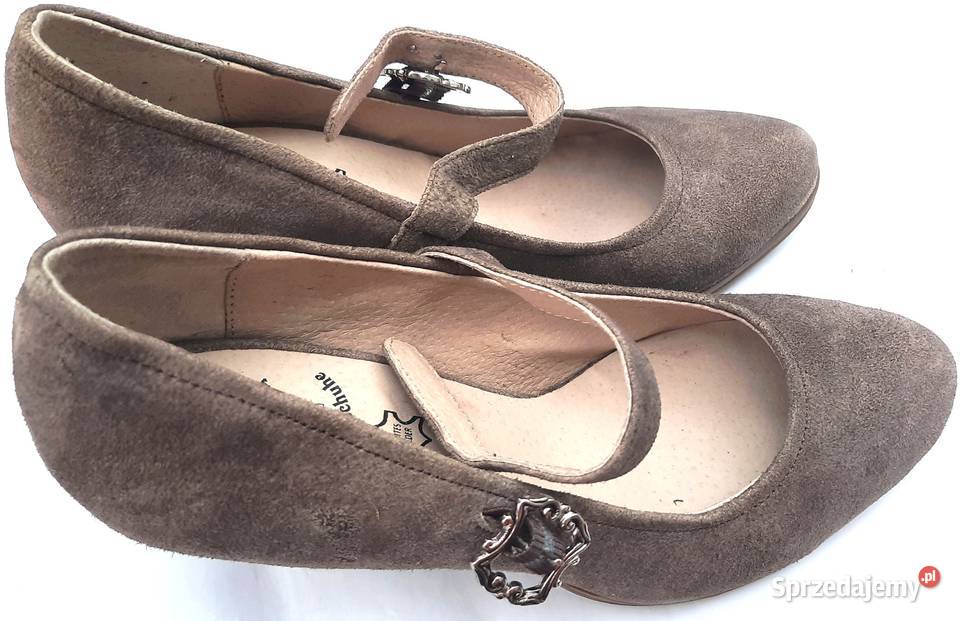41 Hirschkogel czółenka na obcasie zamsz szare Obuwie Gaszowice sprzedam