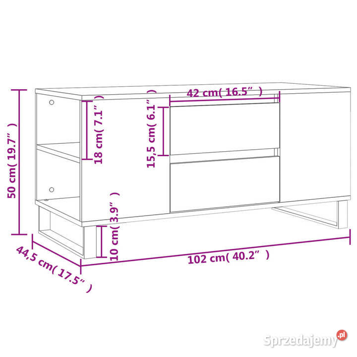Stolik kawowy biały 102x445x50 materiał Warszawa