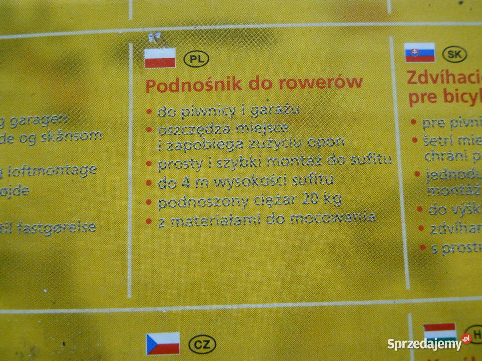 Wieszak sufitowy na rower Pozostałe małopolskie