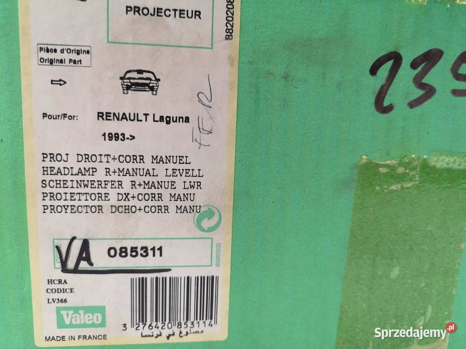 LAMPA PRAWY PRZÓD VALEO RENAULT ESPACE III 9398 Lampy przeciwmgielne