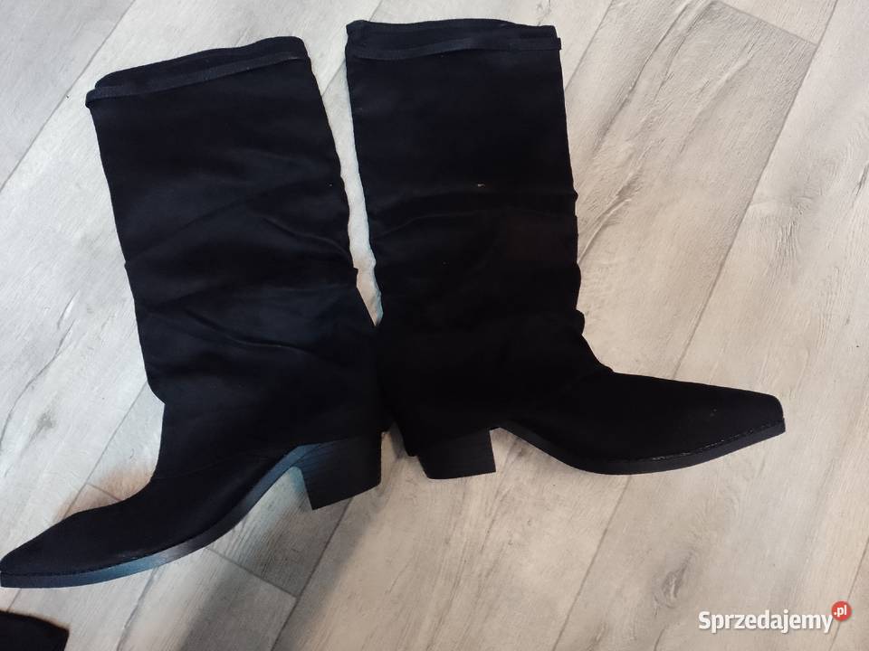 4243 Czarne Zdobione Kozaki kowbojki wieczorowe Kraków