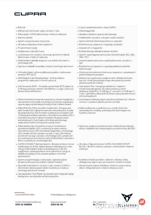 Cupra Leon ST 20TSI 245 cesja Inowrocław sprzedam
