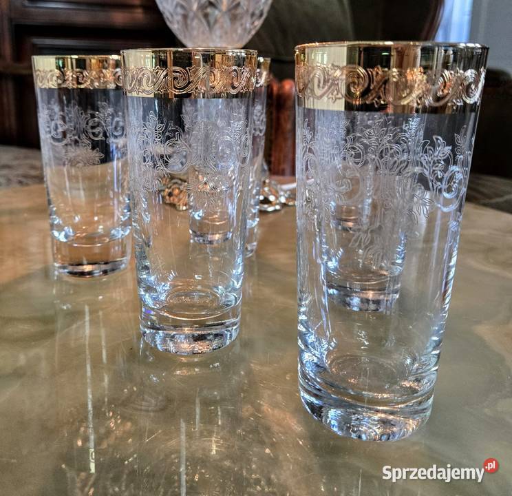 Kieliszki Kryształowe zdobione złotem Murano Kieliszki i pucharki Kalisz