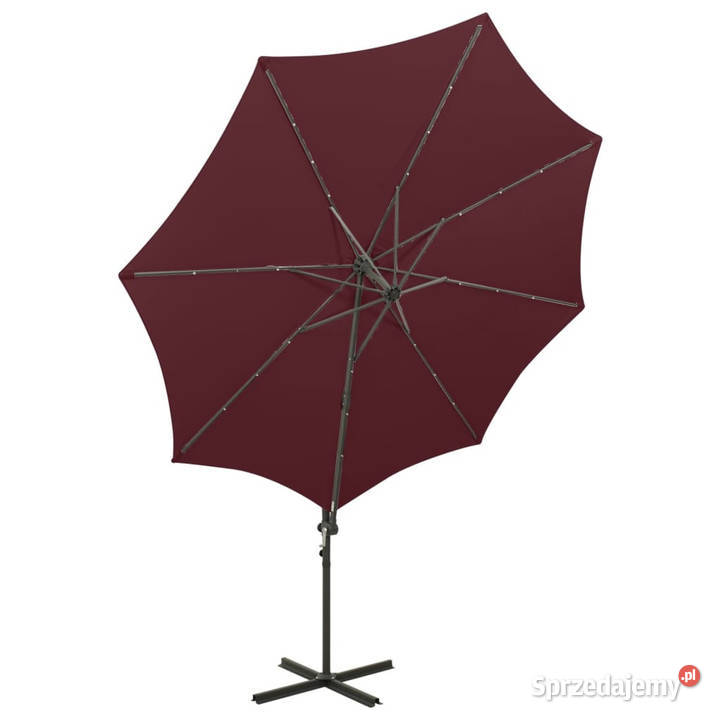 Parasol wiszący z LED i słupkiem bordowy 300 mazowieckie Warszawa