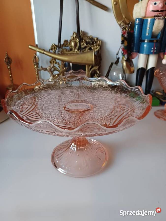 Piękna rozalinowa patera owocarka na nodze Poznań