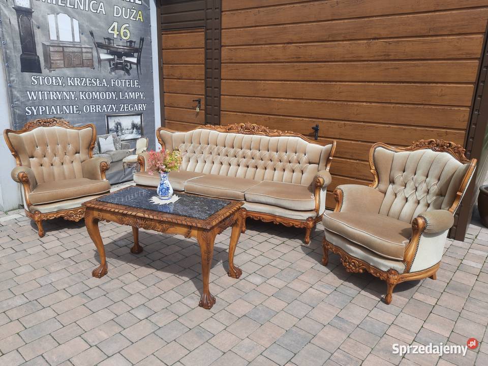 stolik na lwich łapach z marmurem wielkopolskie Mielnica Duża