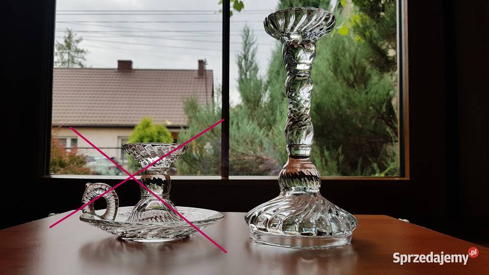 Świecznik Spirelli Ząbkowice szkło PRL Dąbrowa Górnicza