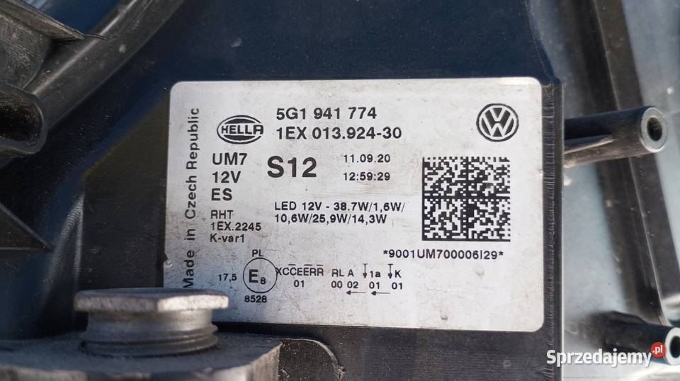 LAMPA PRAWY PRZÓD EU FULL LED 5G1941774 wielkopolskie