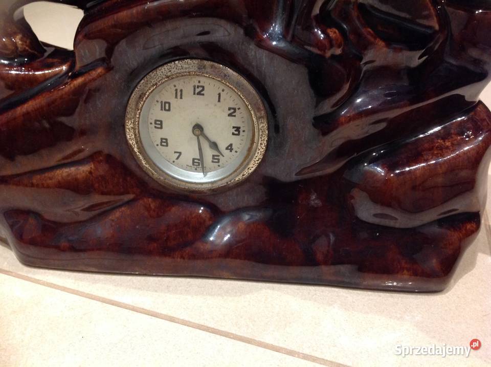 Zegar Kominkowy Lew na Skale Sygnowany Zegary Nowa Sól