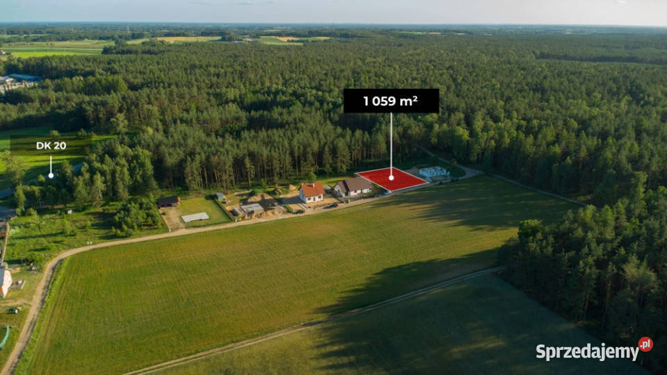 Działka 1059 m pod lasem Prąd na miejscu Dom 160zł/m2 pomorskie