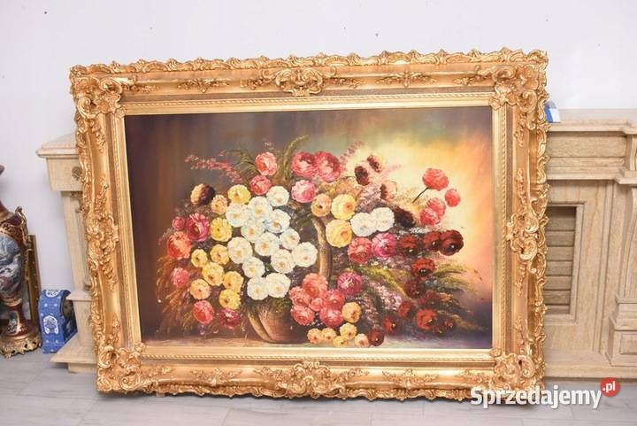 Obraz Olejny Martwa Natura Kwiaty Róże w Bogatej Kraków